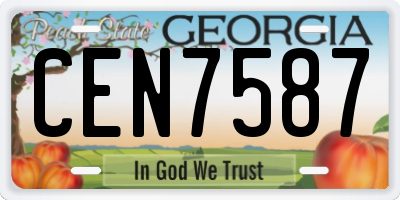 GA license plate CEN7587