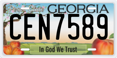 GA license plate CEN7589