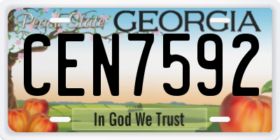 GA license plate CEN7592