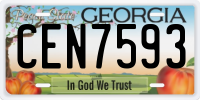 GA license plate CEN7593