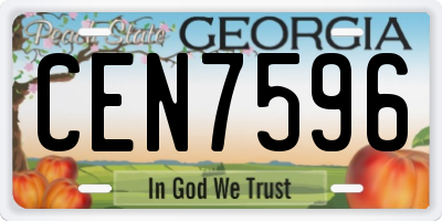 GA license plate CEN7596