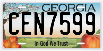 GA license plate CEN7599