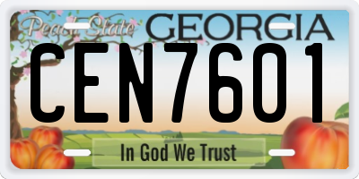 GA license plate CEN7601