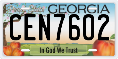 GA license plate CEN7602