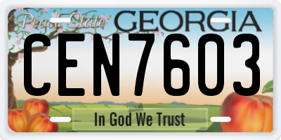 GA license plate CEN7603
