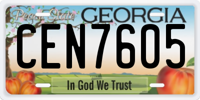 GA license plate CEN7605