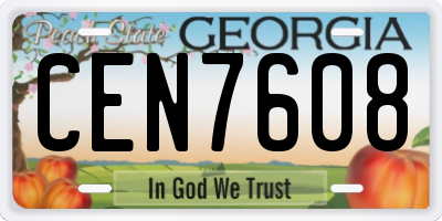 GA license plate CEN7608