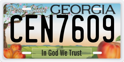 GA license plate CEN7609