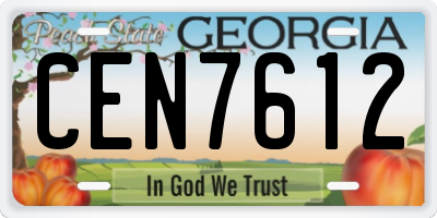 GA license plate CEN7612