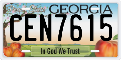 GA license plate CEN7615