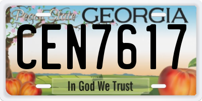 GA license plate CEN7617