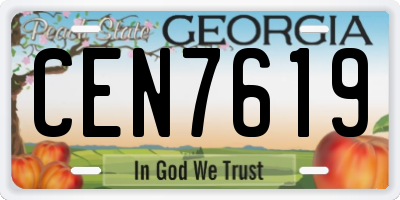 GA license plate CEN7619