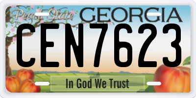 GA license plate CEN7623