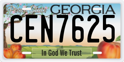 GA license plate CEN7625