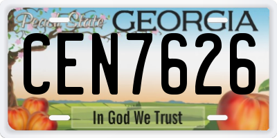 GA license plate CEN7626