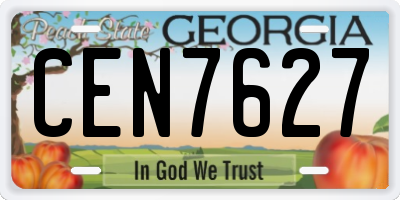 GA license plate CEN7627