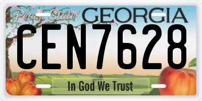 GA license plate CEN7628