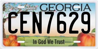 GA license plate CEN7629