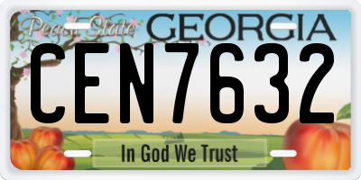 GA license plate CEN7632