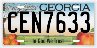 GA license plate CEN7633