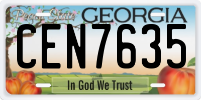 GA license plate CEN7635