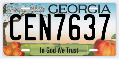 GA license plate CEN7637