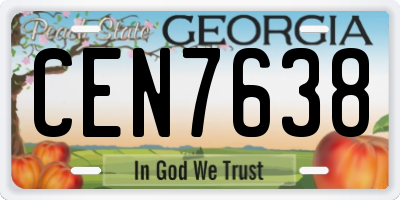 GA license plate CEN7638