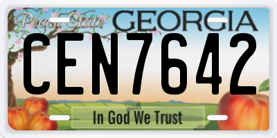 GA license plate CEN7642