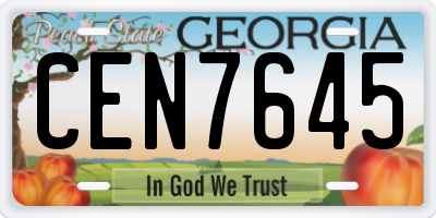 GA license plate CEN7645