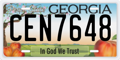 GA license plate CEN7648