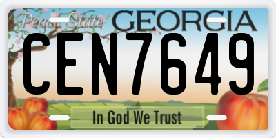 GA license plate CEN7649