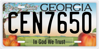 GA license plate CEN7650