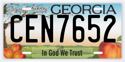 GA license plate CEN7652