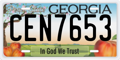 GA license plate CEN7653