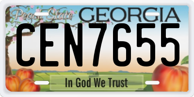 GA license plate CEN7655