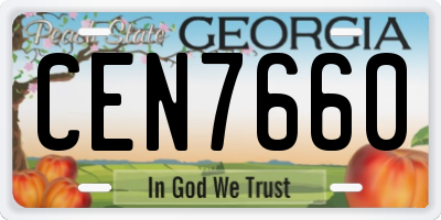 GA license plate CEN7660