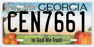GA license plate CEN7661