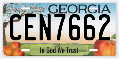 GA license plate CEN7662