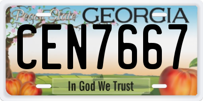 GA license plate CEN7667