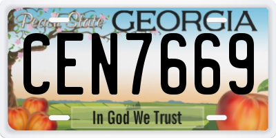GA license plate CEN7669