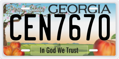 GA license plate CEN7670