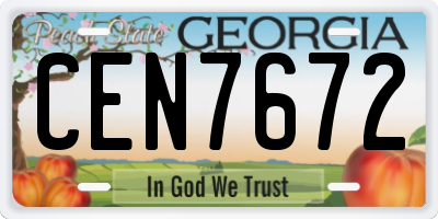 GA license plate CEN7672