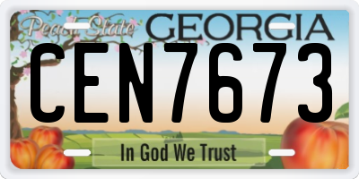 GA license plate CEN7673