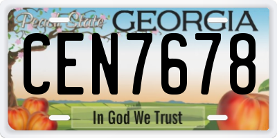 GA license plate CEN7678