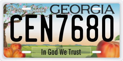 GA license plate CEN7680