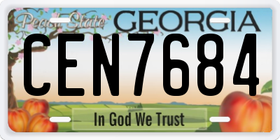 GA license plate CEN7684