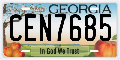 GA license plate CEN7685