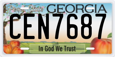 GA license plate CEN7687