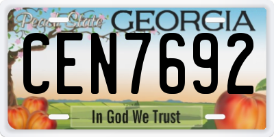 GA license plate CEN7692