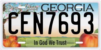 GA license plate CEN7693